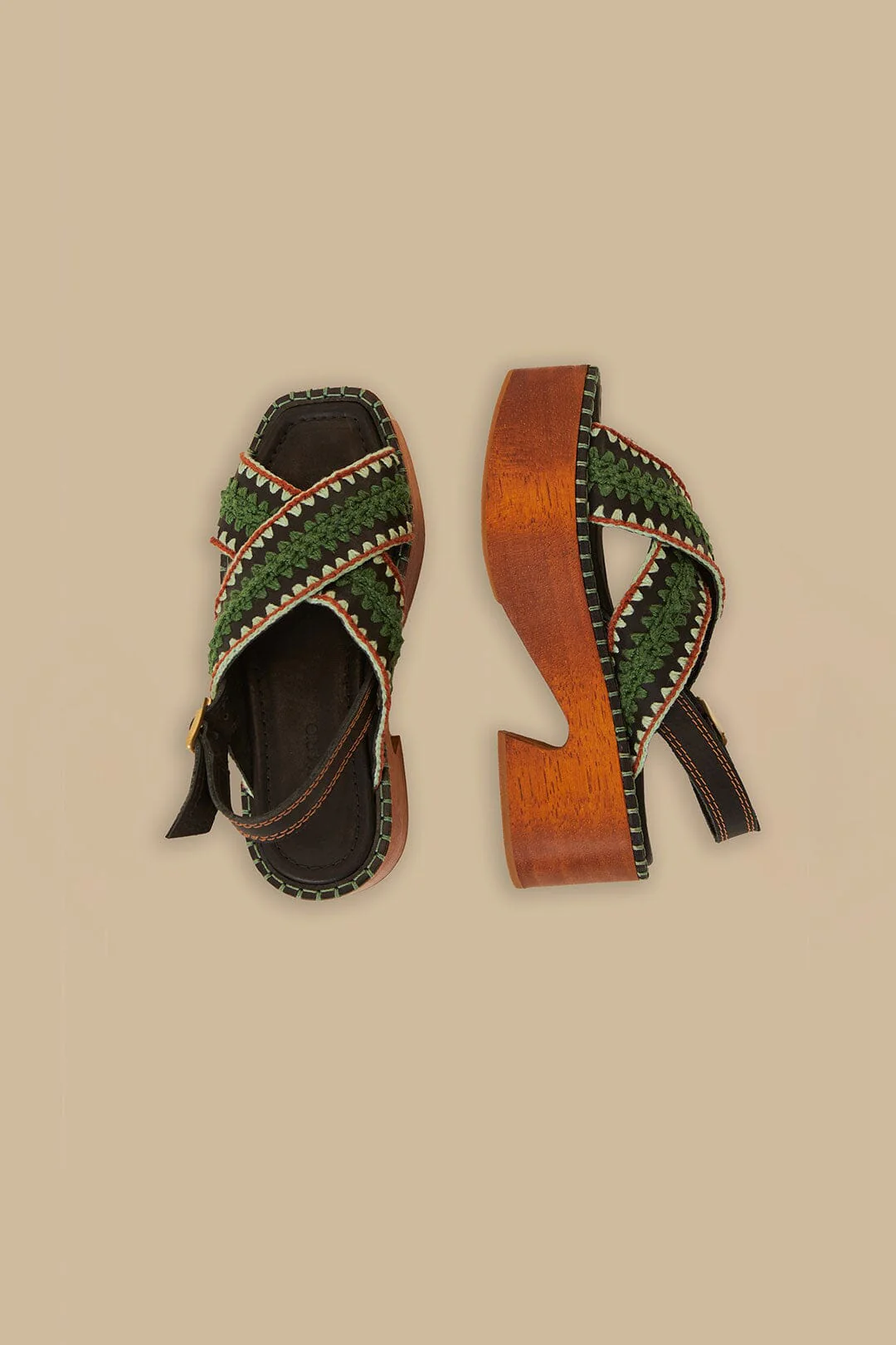 Dark Green Sand Clog Platform - Image 4