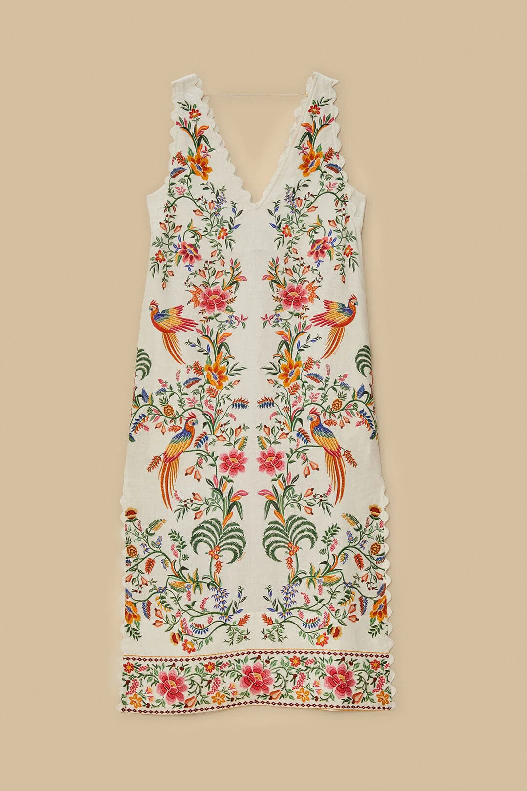 Off-White Delicate Forest Euroflax™ Premium Linen Maxi Dress - Image 5