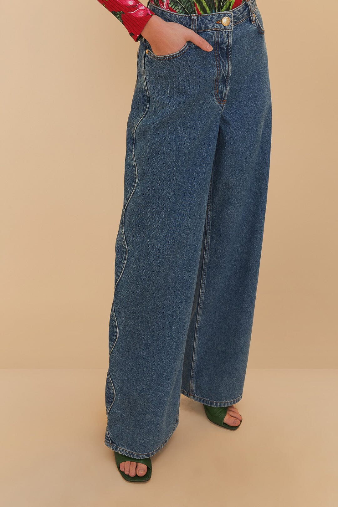 DENIM PANTS HIGH WAIST SNIP WAVE - Image 2