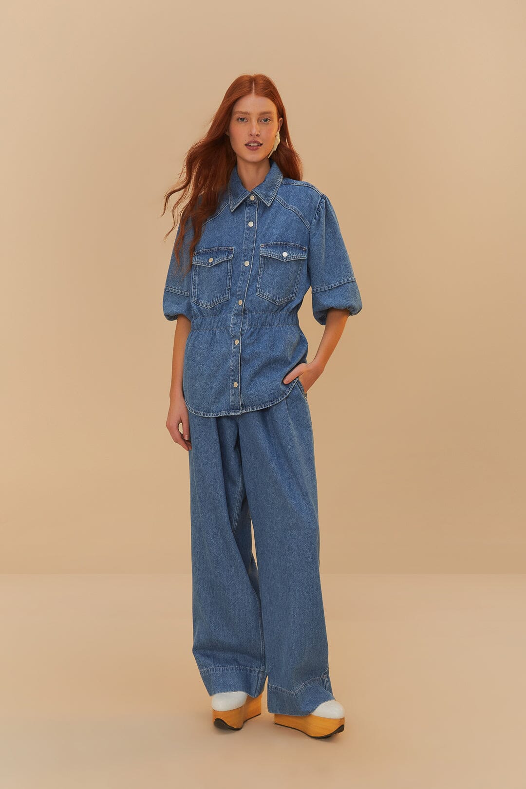 DENIM SHIRT PUFFING SLEEVE - Image 2
