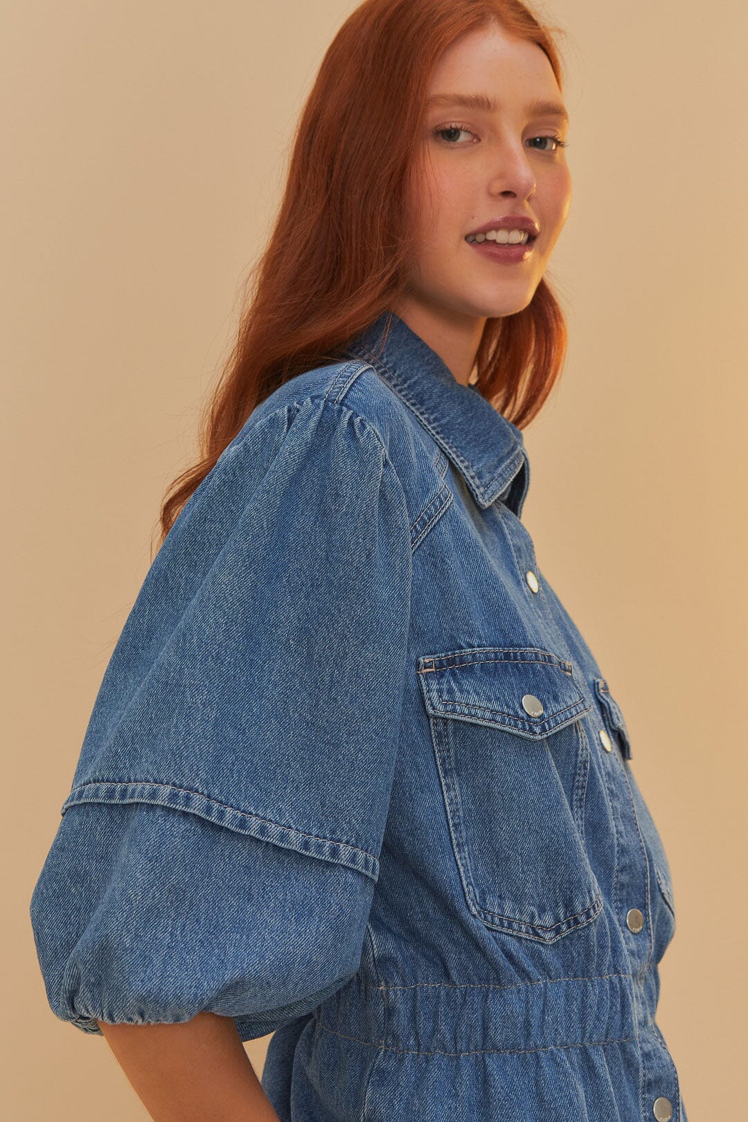 DENIM SHIRT PUFFING SLEEVE - Image 3