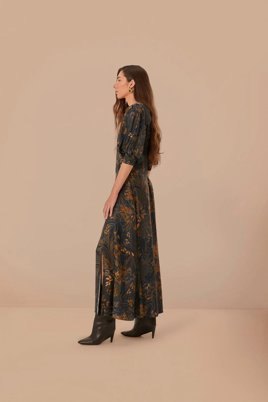 Teal Dotted Forest LENZING™ ECOVERO™ Viscose Maxi Dress - Image 4