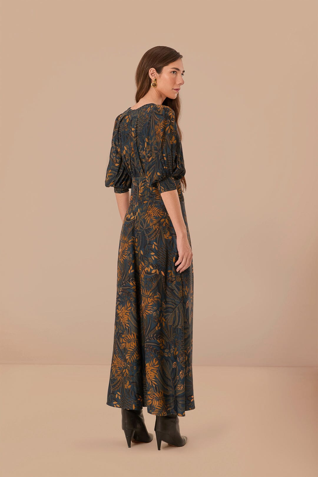 Teal Dotted Forest LENZING™ ECOVERO™ Viscose Maxi Dress - Image 5