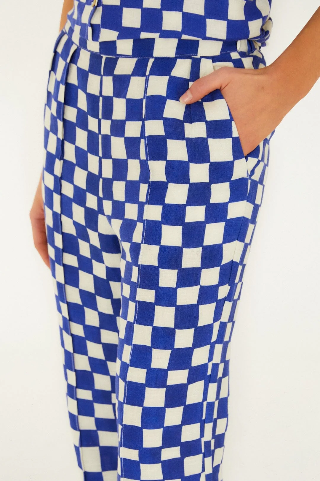 Blue Dream Checkered Lenzing Ecovero Euroflax Pants - Image 4
