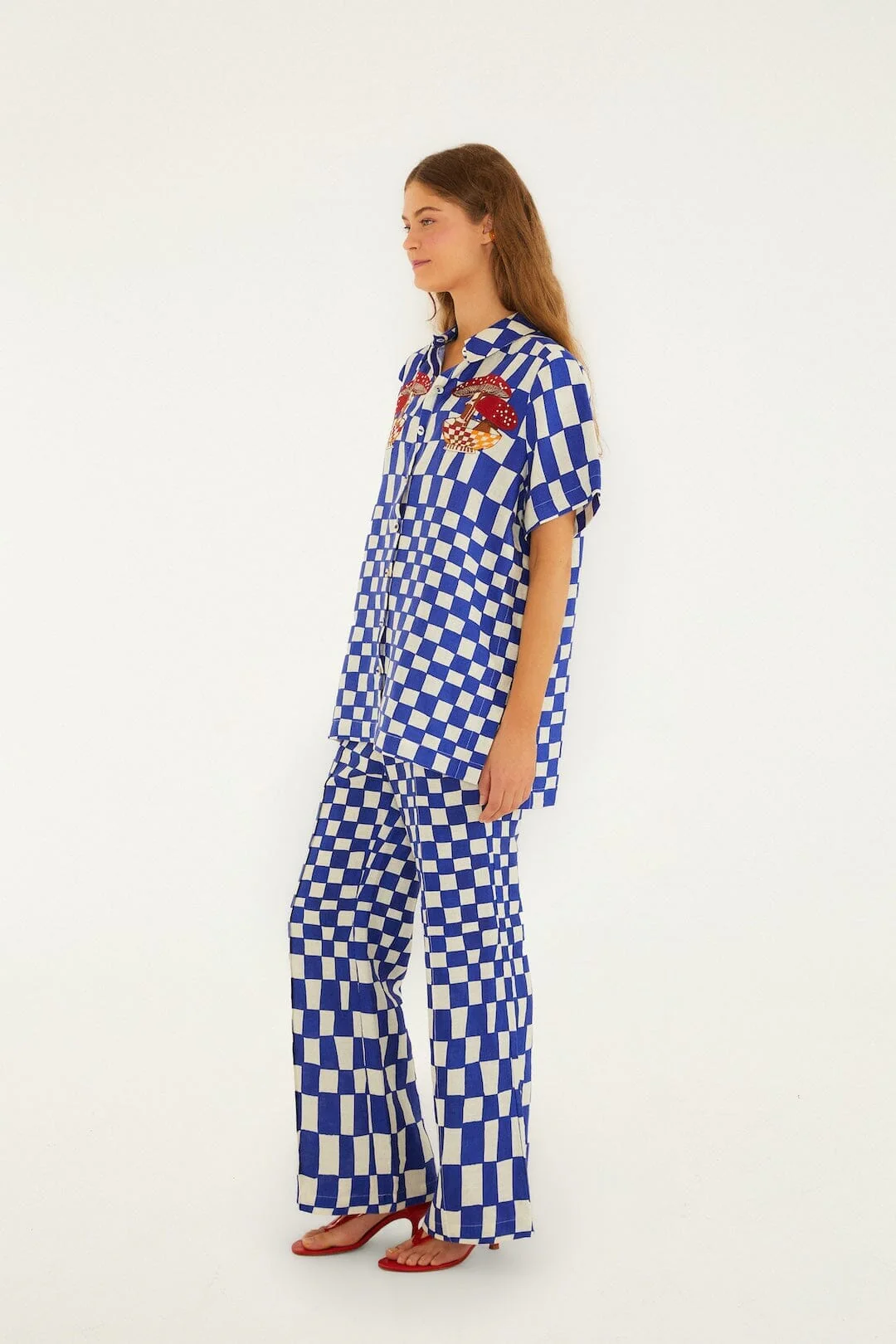 Blue Dream Checkered Lenzing Ecovero Euroflax Pants - Image 5