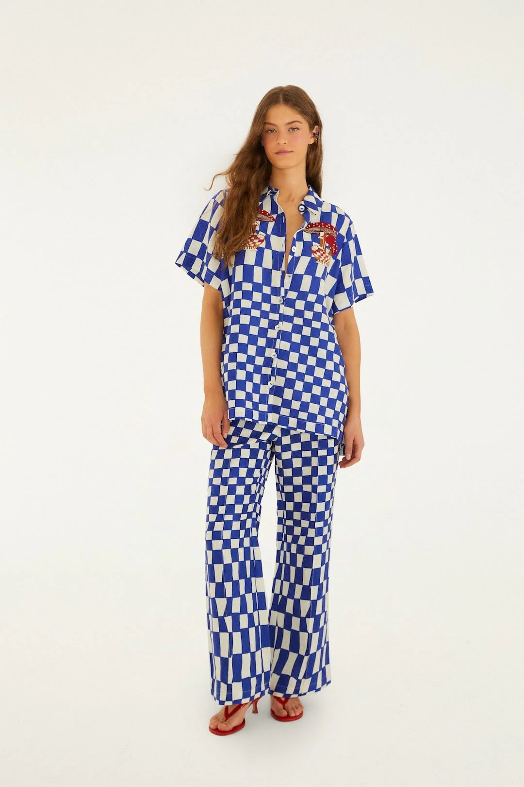 Blue Dream Checkered Short Sleeve Lenzing Ecovero Euroflax Shirt - Image 4