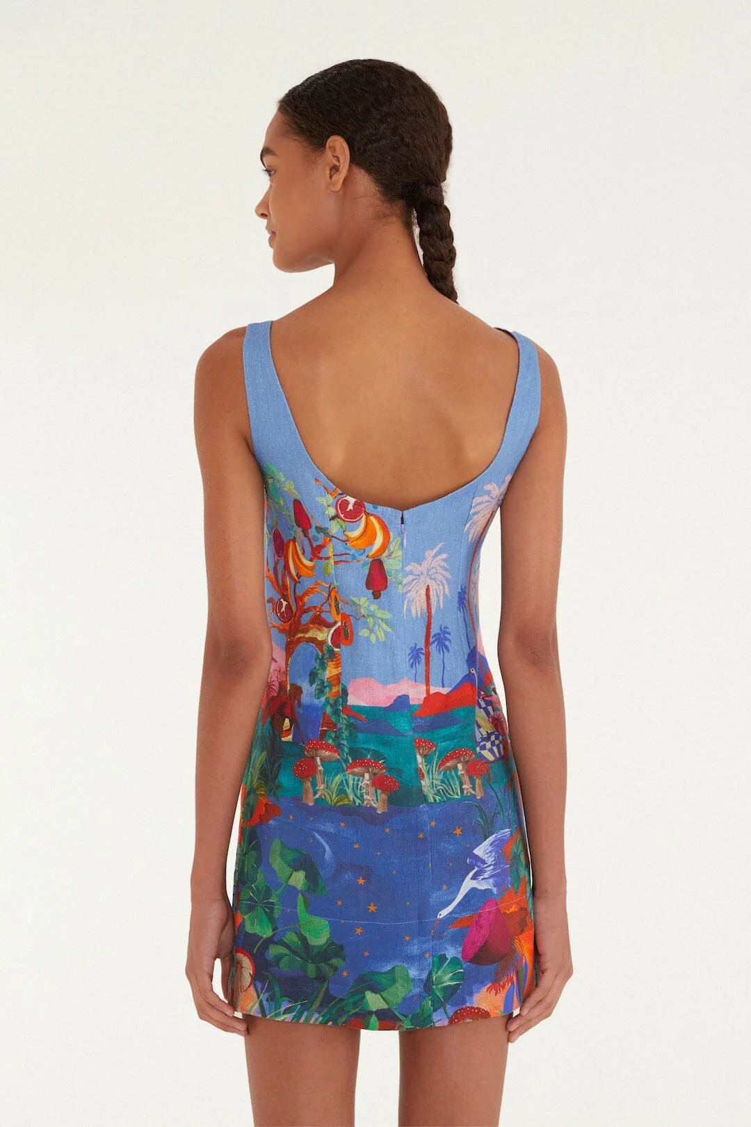 Multicolor Dream Landscape Euroflax Premium Linen Mini Dress - Image 3