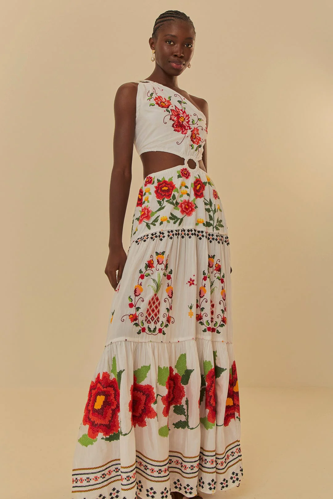 Off-White Embroidered Carmina Floral Maxi Dress - Image 2