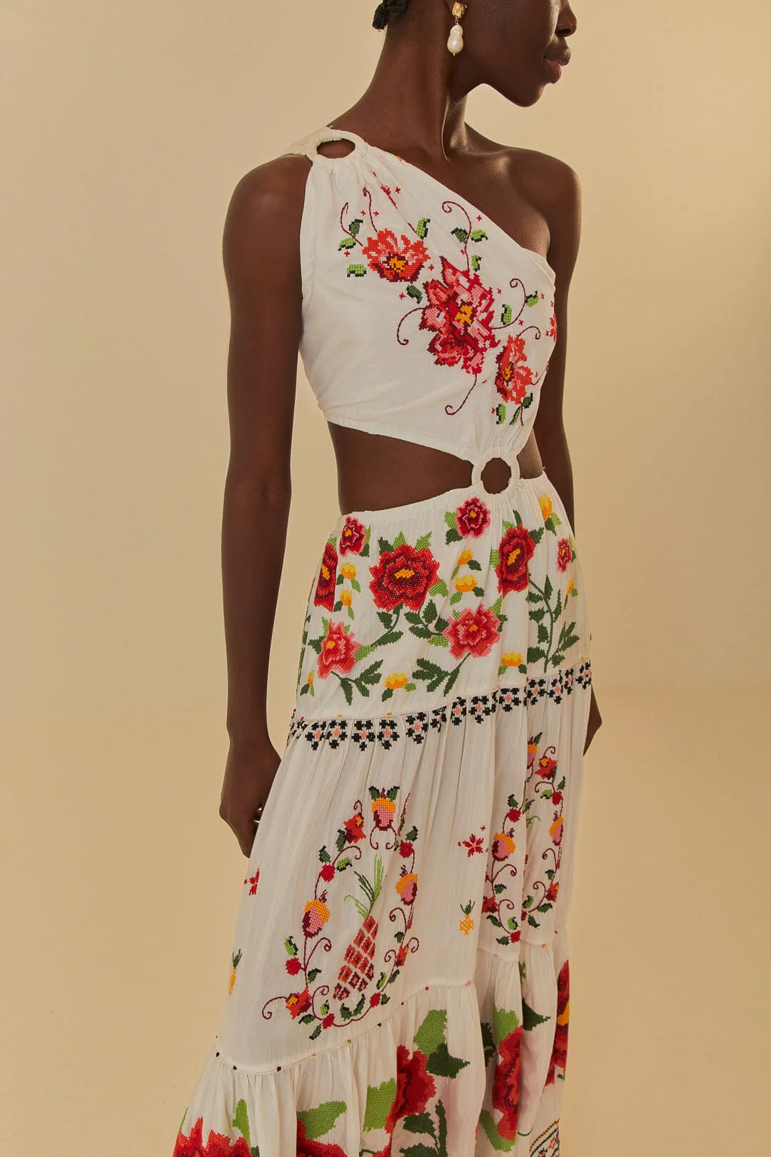 Off-White Embroidered Carmina Floral Maxi Dress - Image 4