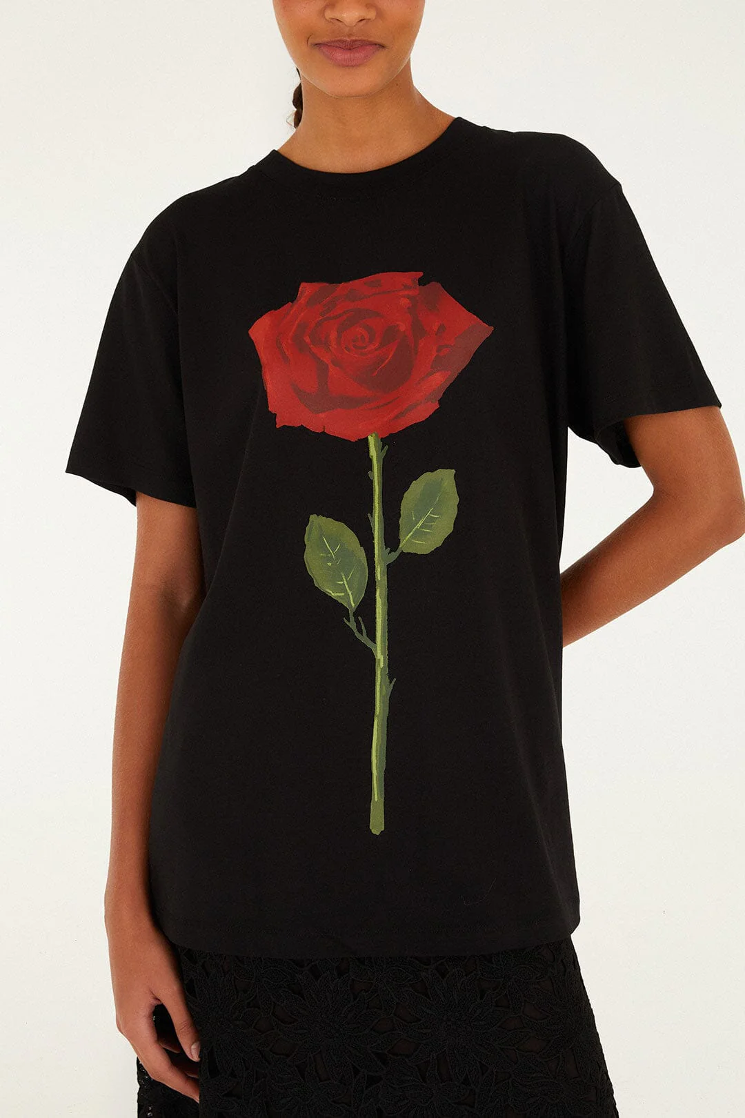 Black Rose Organic Cotton Relaxed T-Shirt - Image 4