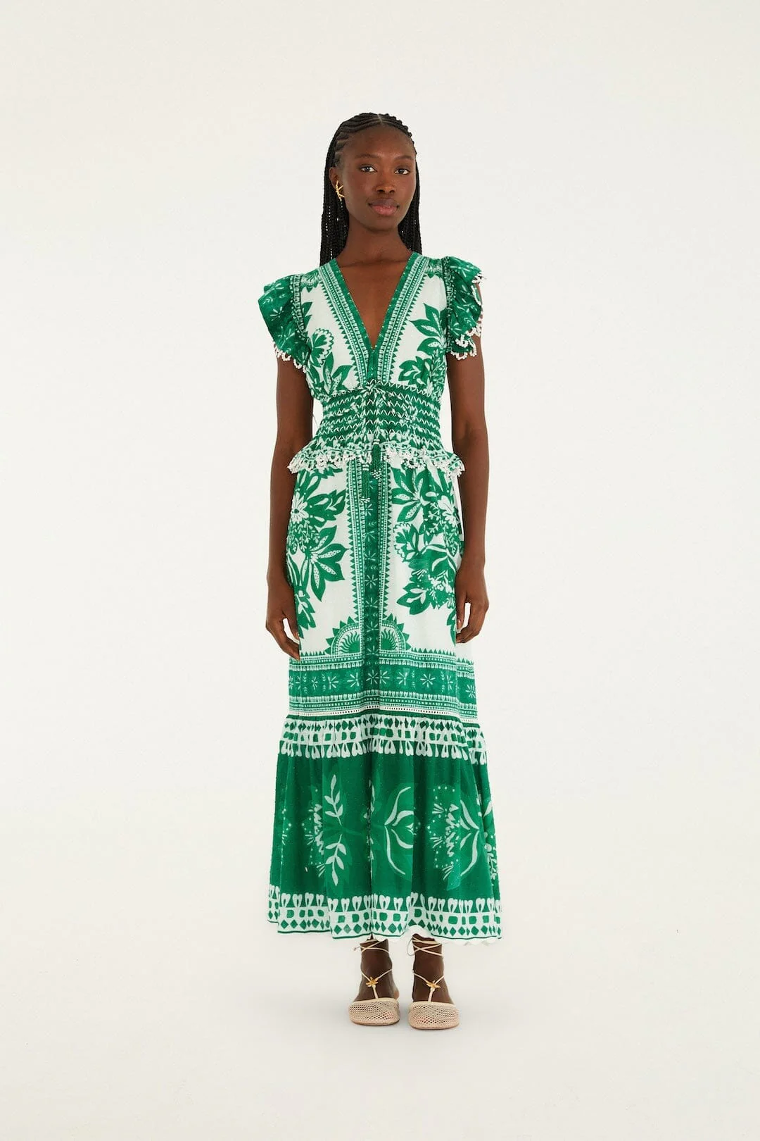 Green Flora Tapestry Maxi Dress