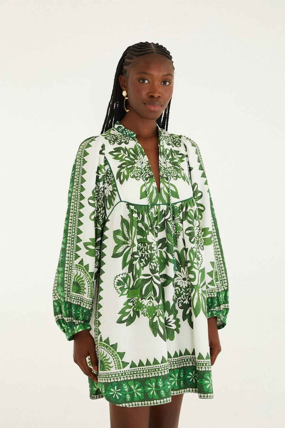 Green Flora Tapestry Lenzing Ecovero Euroflax Mini Dress