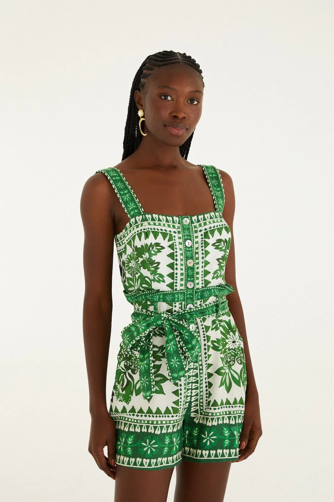 Green Flora Tapestry Lenzing Ecovero Euroflax Romper