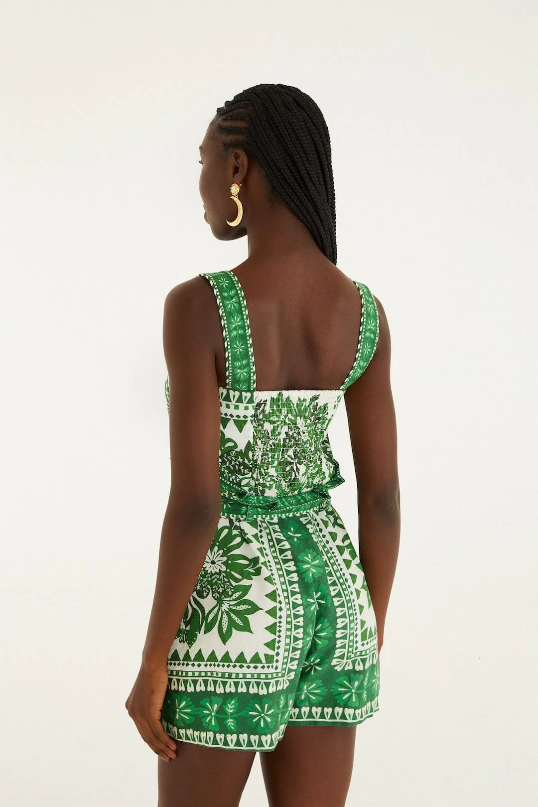 Green Flora Tapestry Lenzing Ecovero Euroflax Romper - Image 3