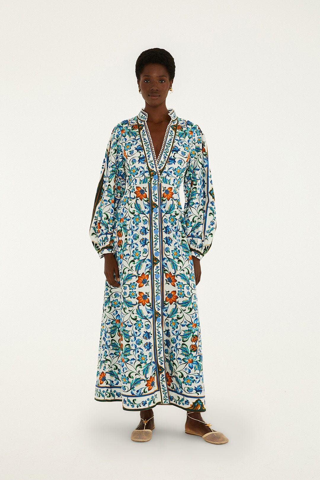 Off-White Flora Tile Lenzing Ecovero Euroflax Maxi Dress