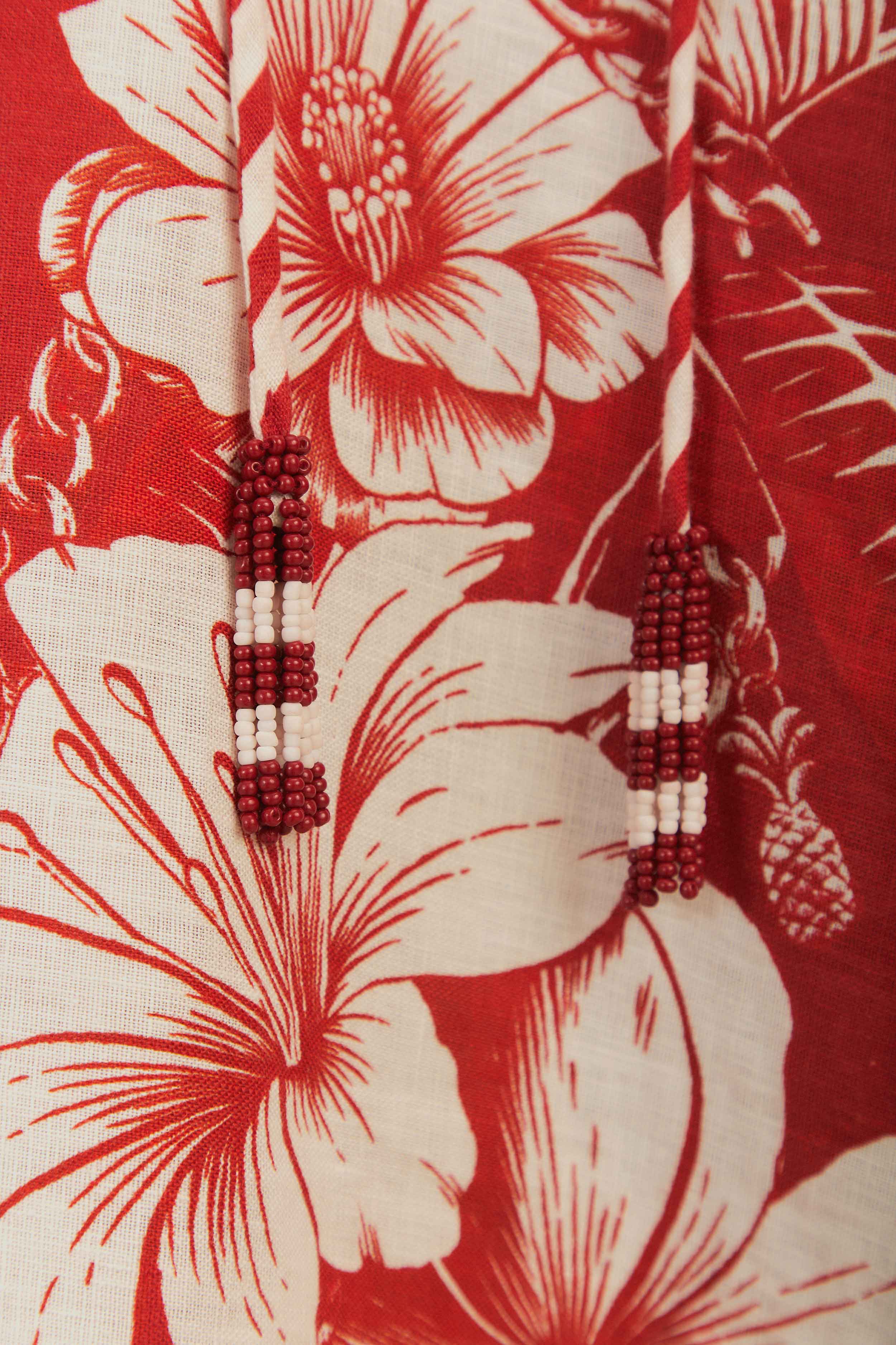 Red Floral Chains Stripes Midi Dress - Image 7