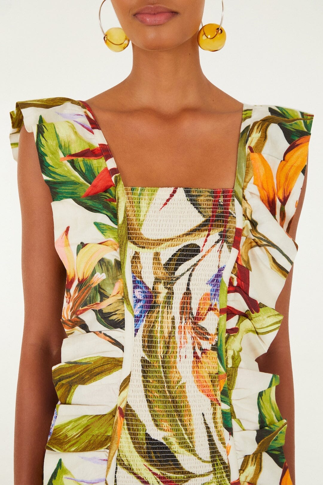 Sand Florart Lenzing Ecovero Euroflax Short Sleeve Mini Dress - Image 2