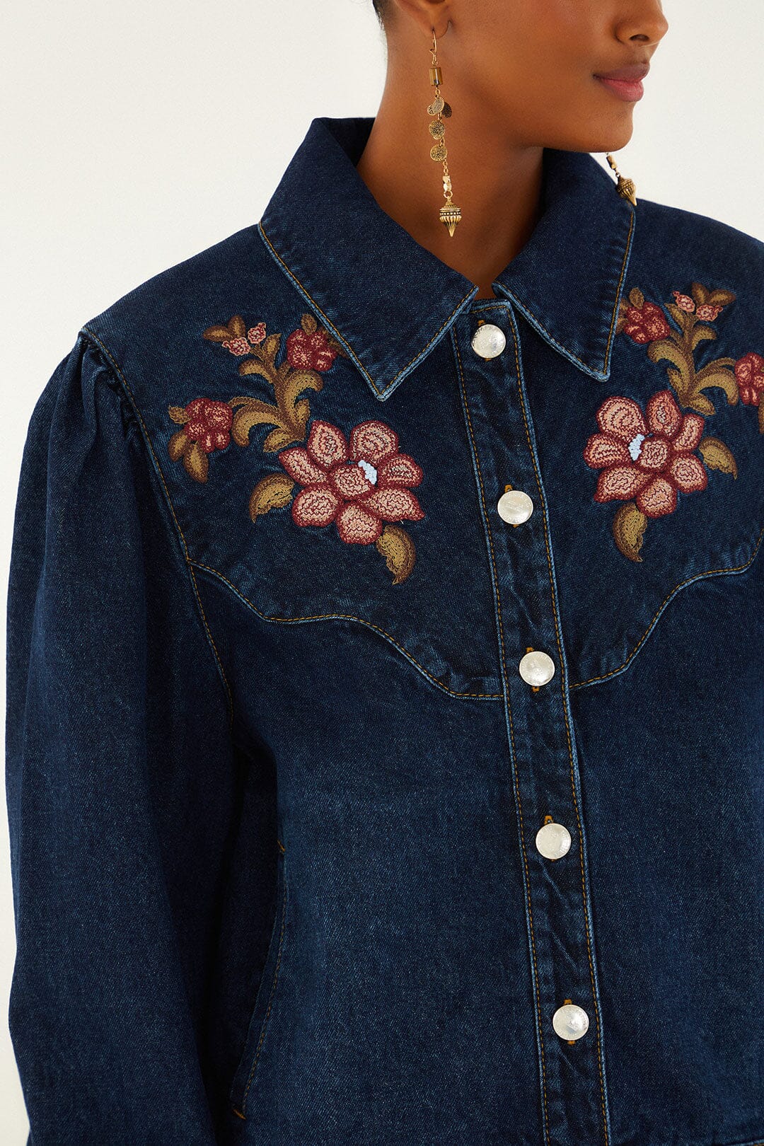 Denim Flower Embroidery Jacket - Image 8