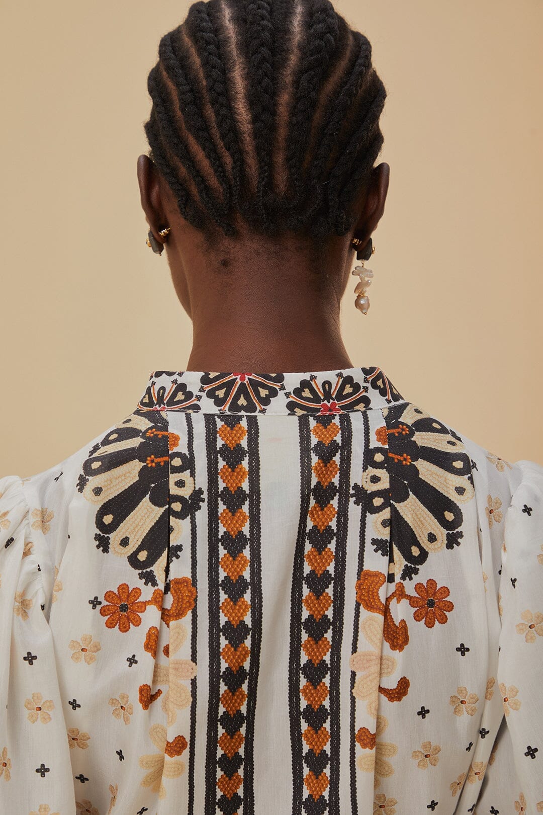 Flower Fan Tapestry Off-White Mini Dress - Image 6