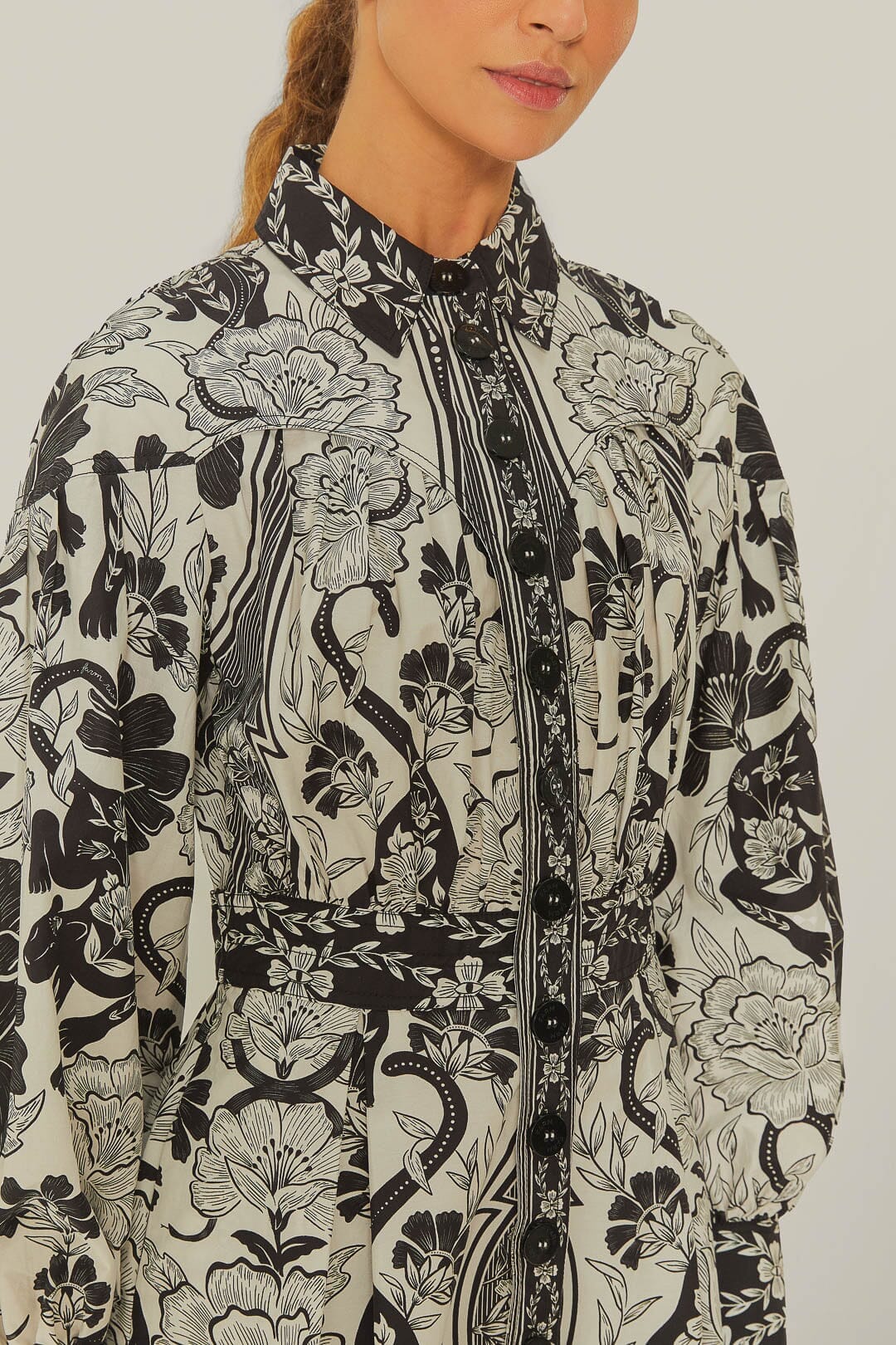 Off-White Flower Leopards Collared Midi Dress - Image 3