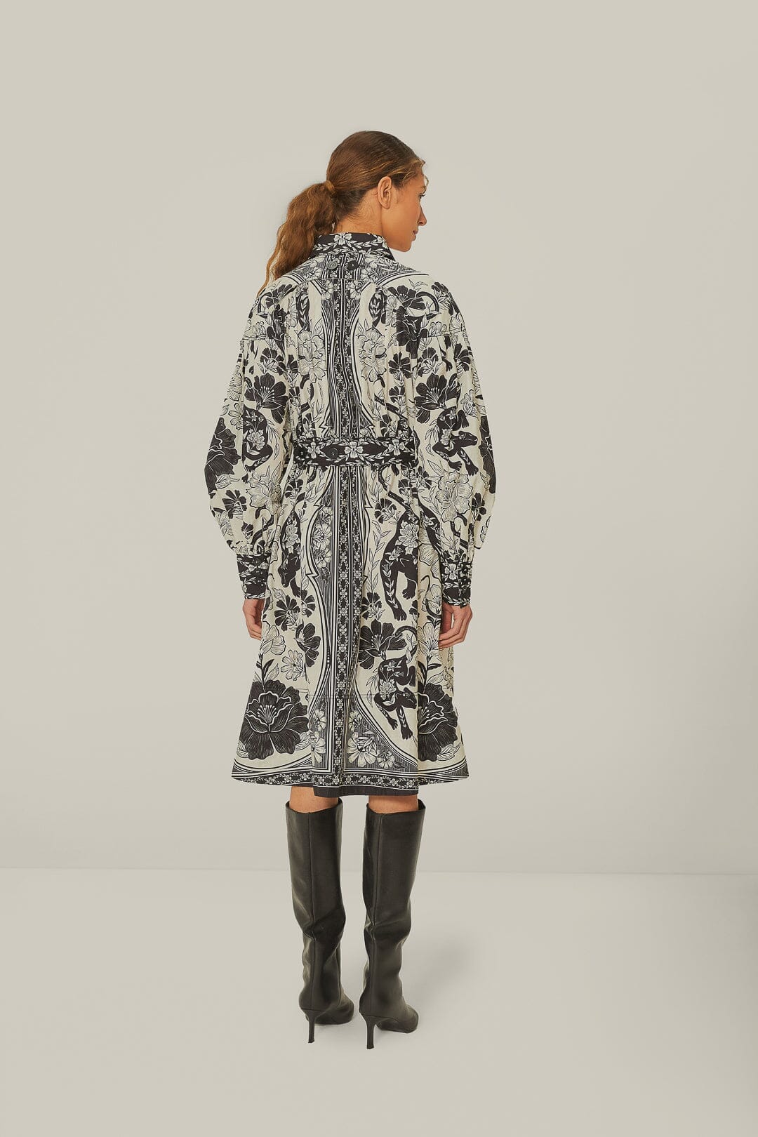 Off-White Flower Leopards Collared Midi Dress - Image 4