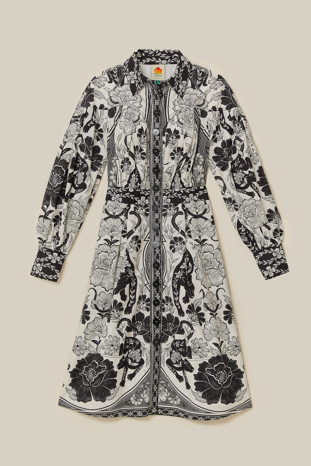 Off-White Flower Leopards Collared Midi Dress - Image 6