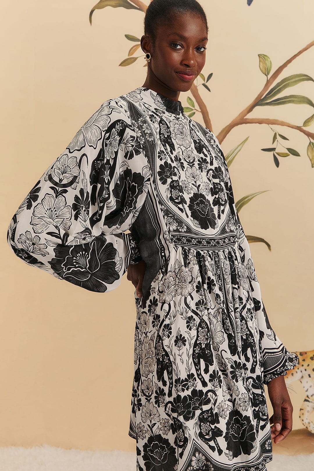 Off-White Flower Leopards Mini Dress - Image 3