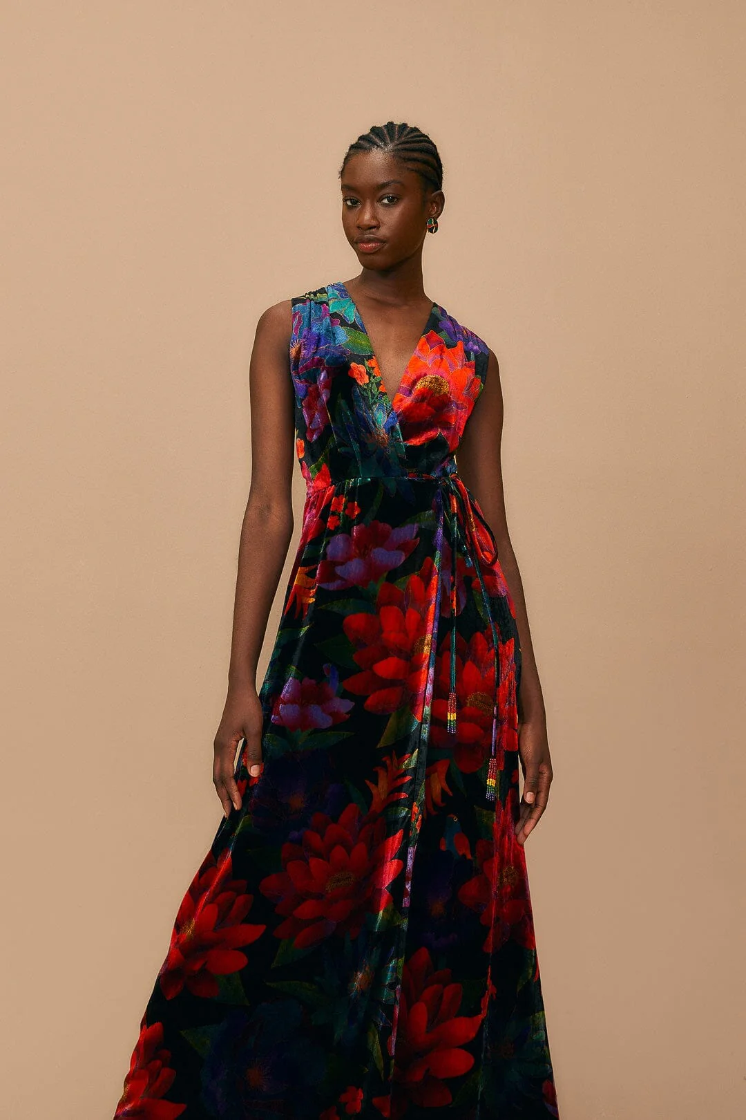Black Flower Season Maxi Wrap Dress - Image 2
