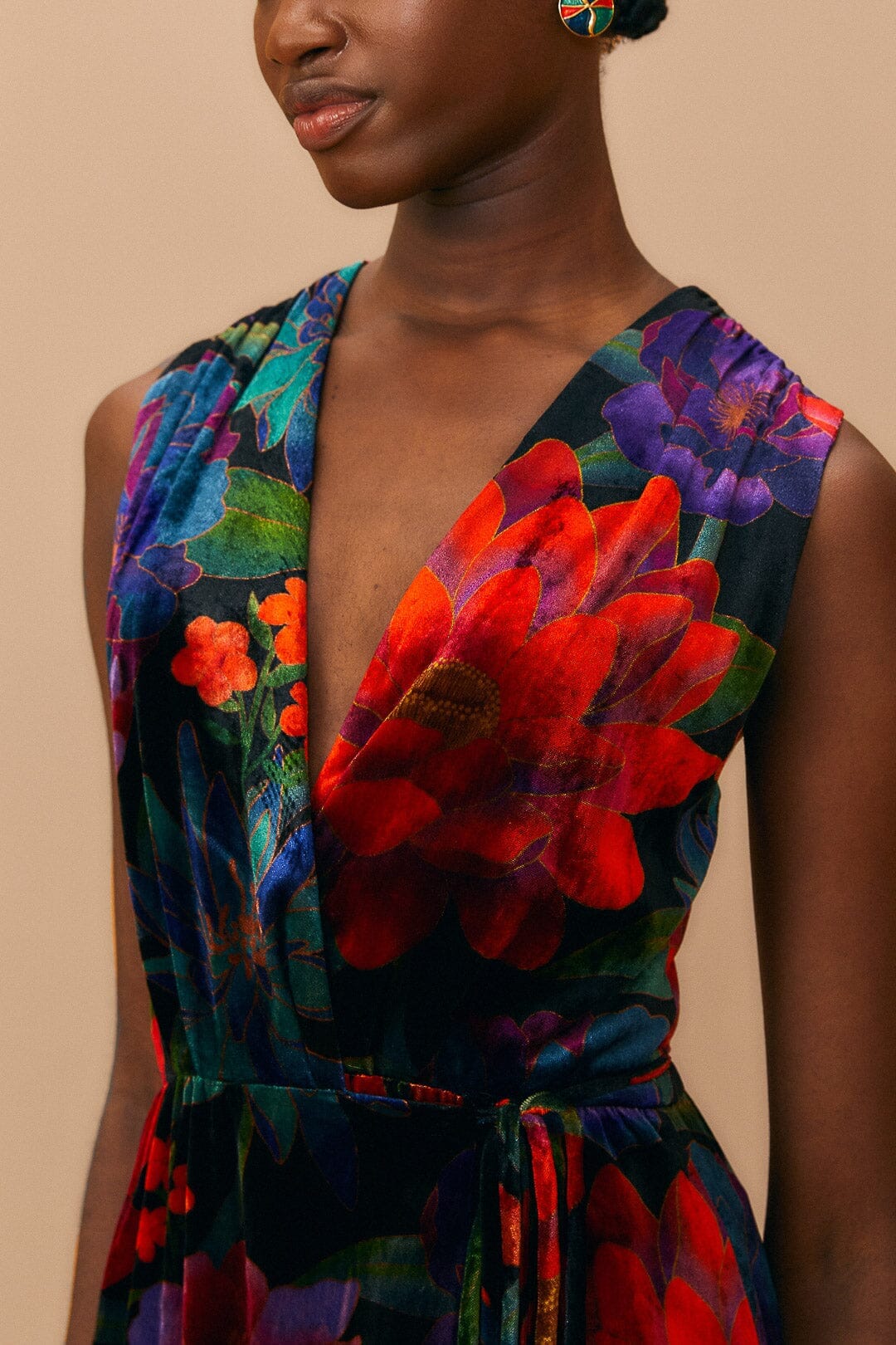 Black Flower Season Maxi Wrap Dress - Image 3