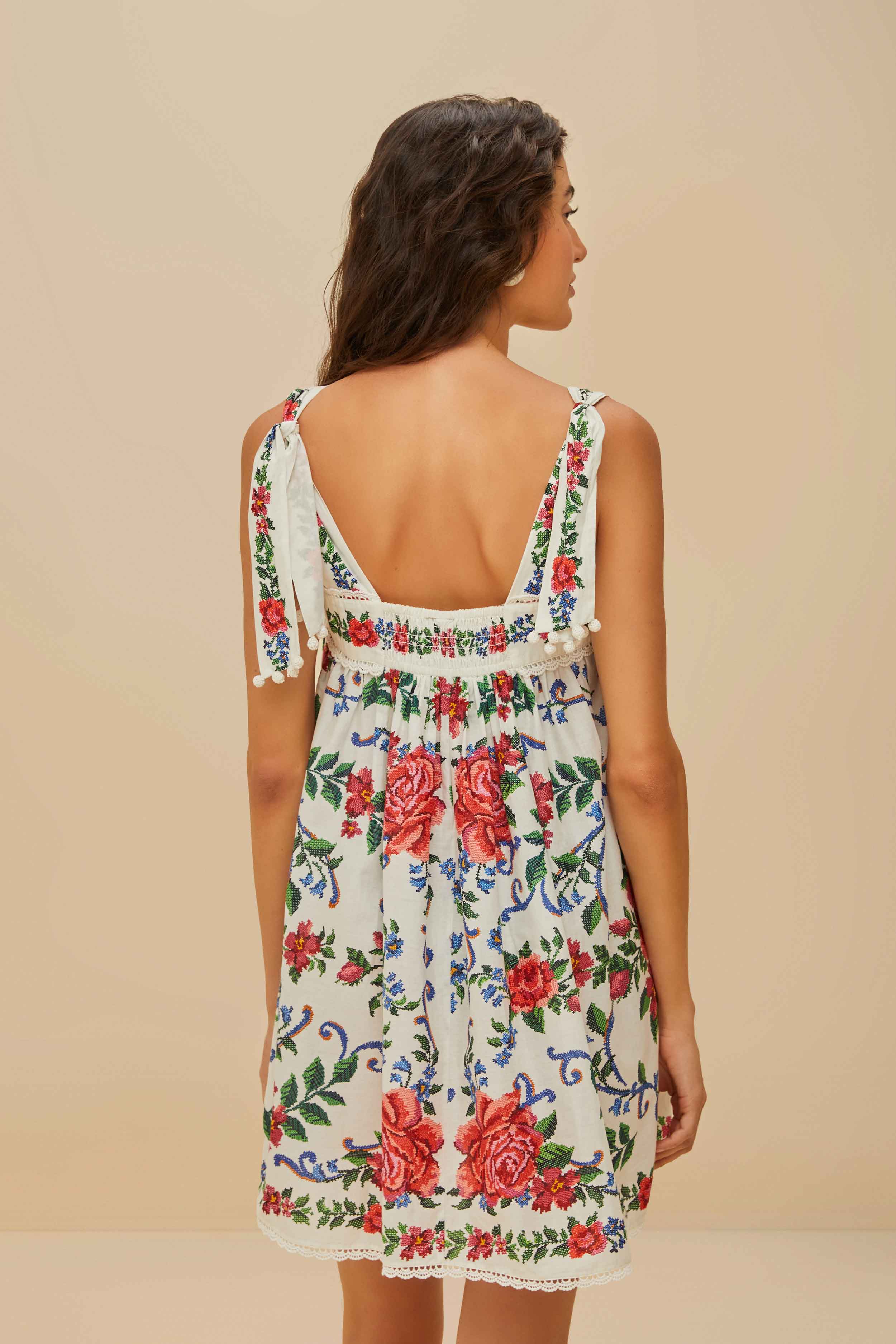 Off-White Flower Tapestry Mini Dress - Image 4
