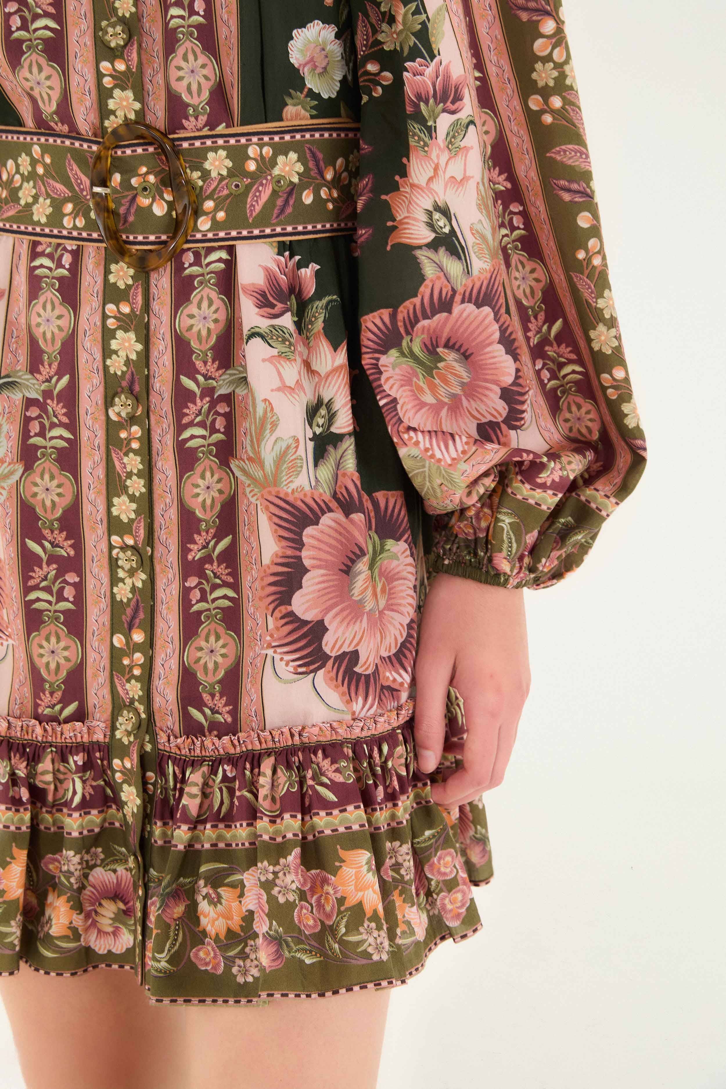 Green Flowering Garden Tree Mini Dress - Image 4
