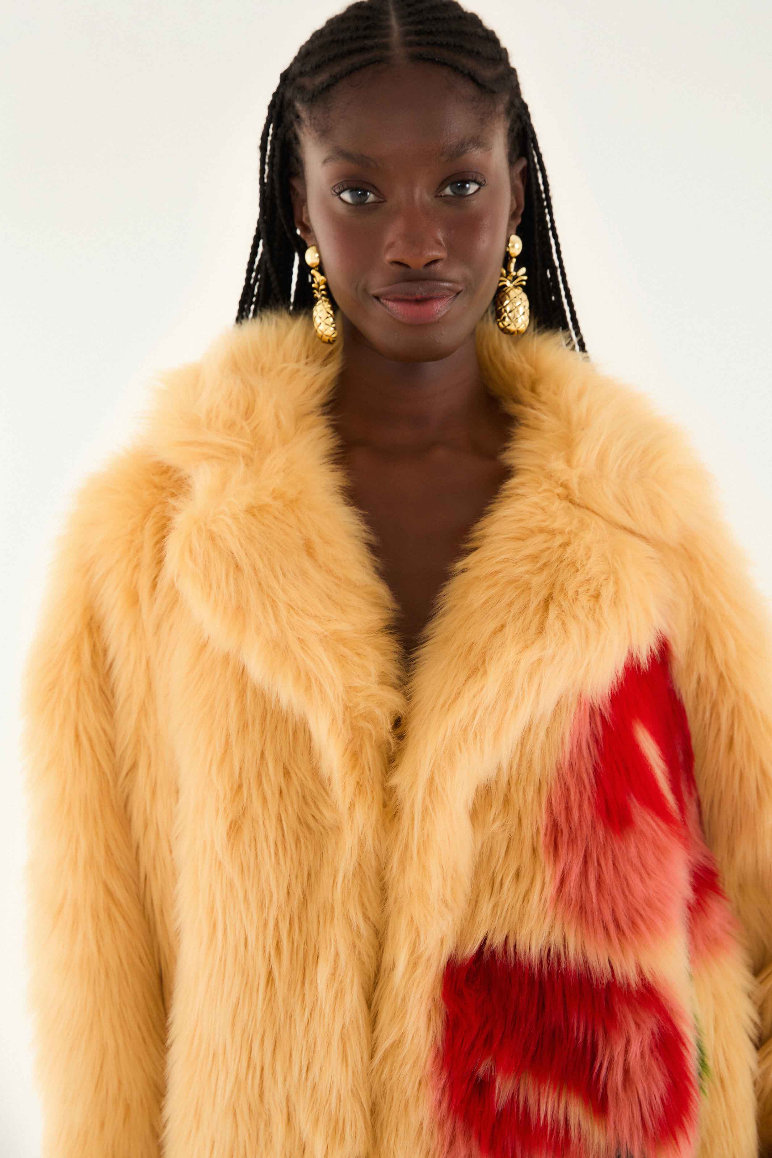 Cream Flowers Faux Fur Coat - Image 4