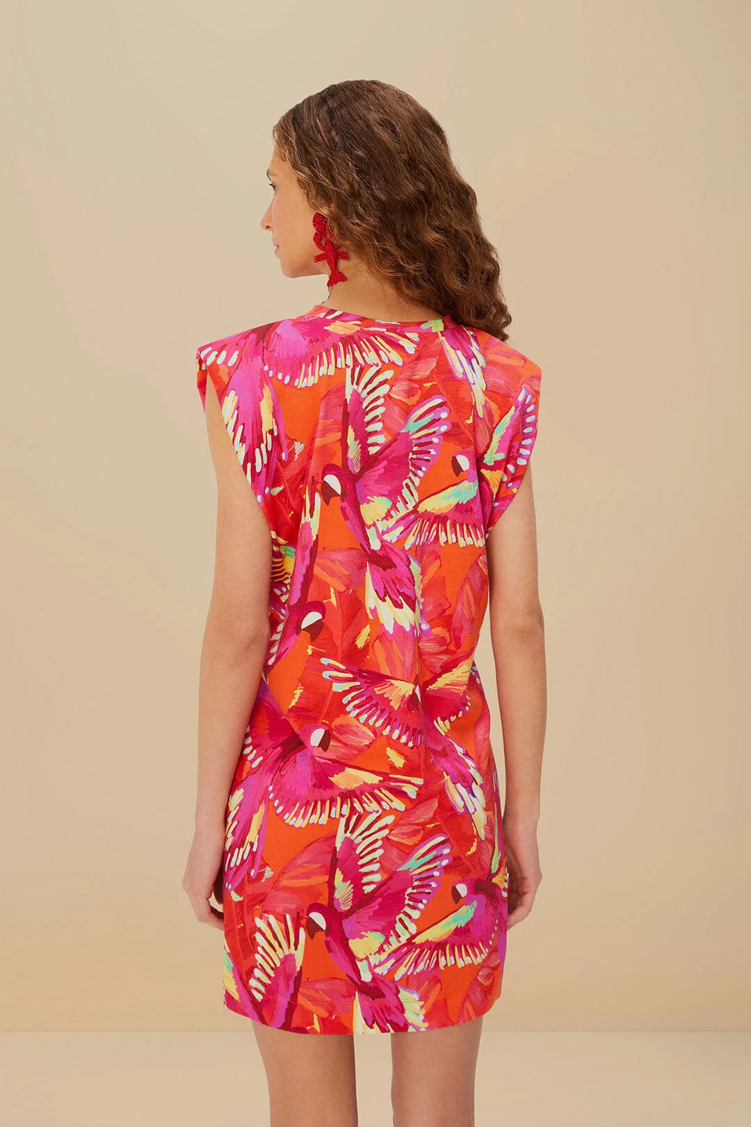 Orange Flying Birds Organic Cotton Mini Dress - Image 3