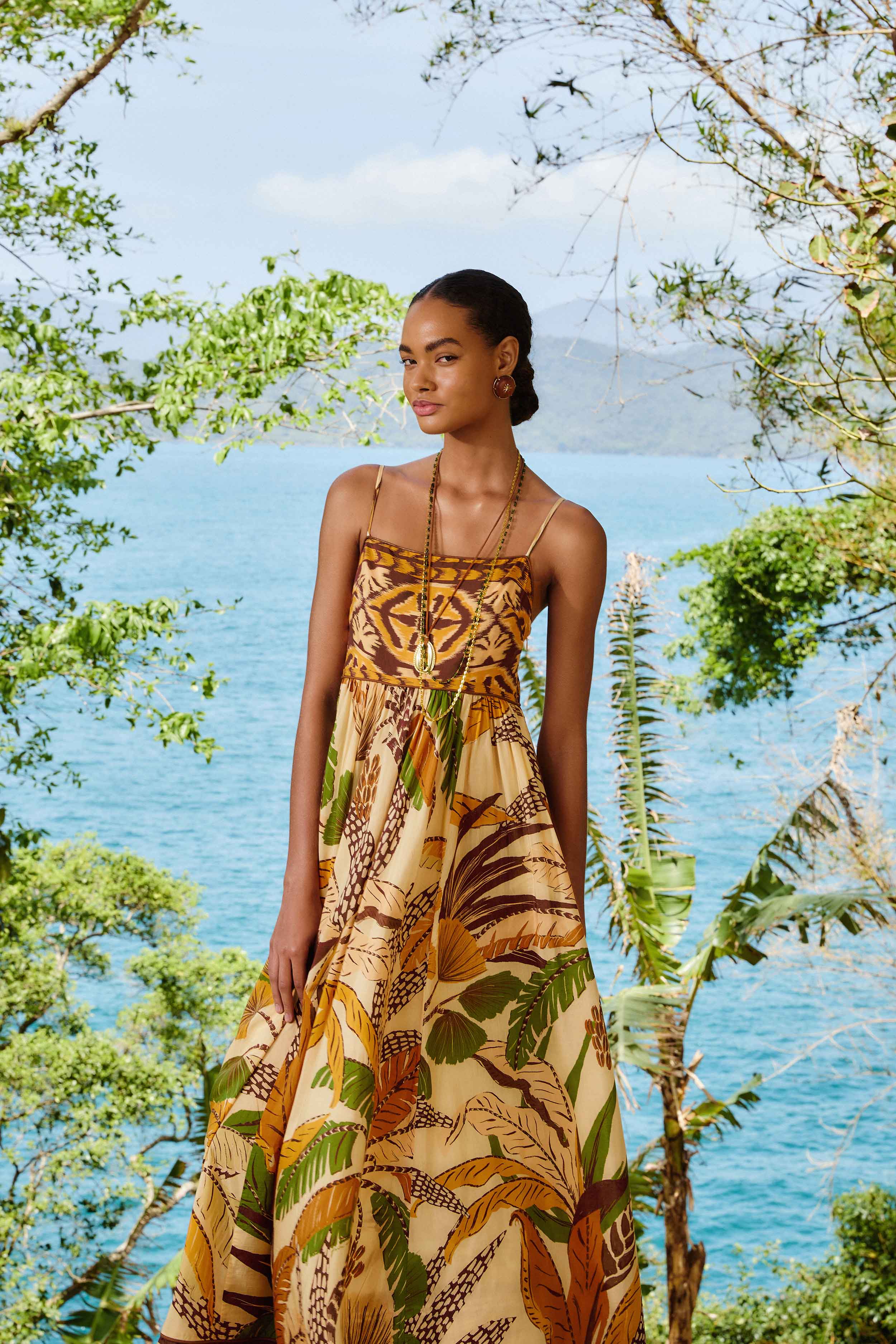 Sand Foliage Sketch Maxi Dress - Image 3