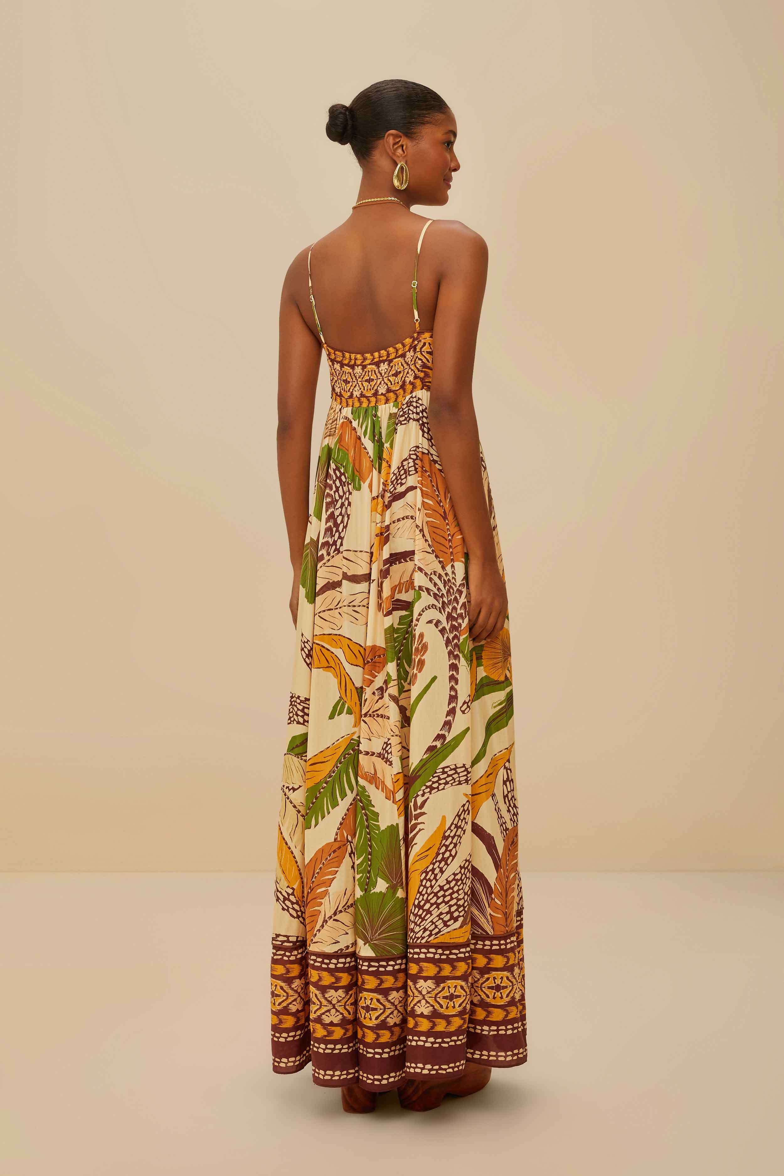 Sand Foliage Sketch Maxi Dress - Image 4