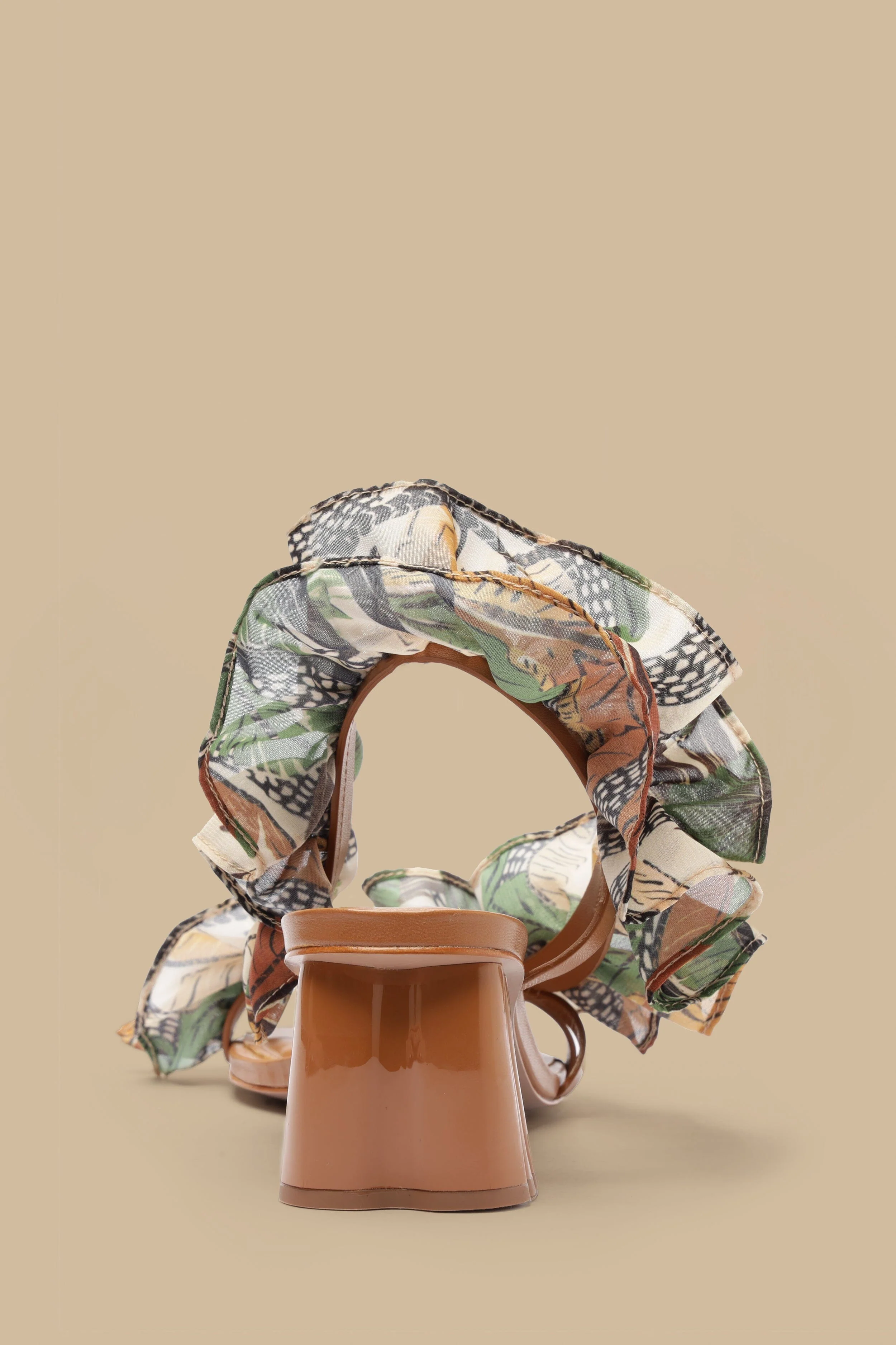 Sand Foliage Sketch Monstera Heeled Sandal - Image 4