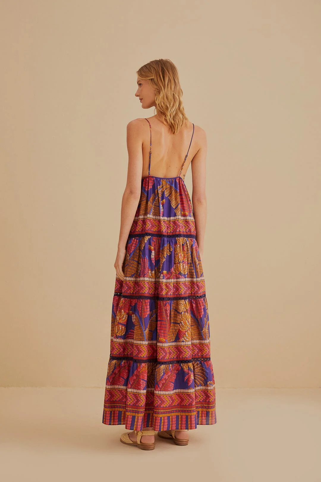 Blue Forest Mosaic Sleeveless Maxi Dress - Image 4