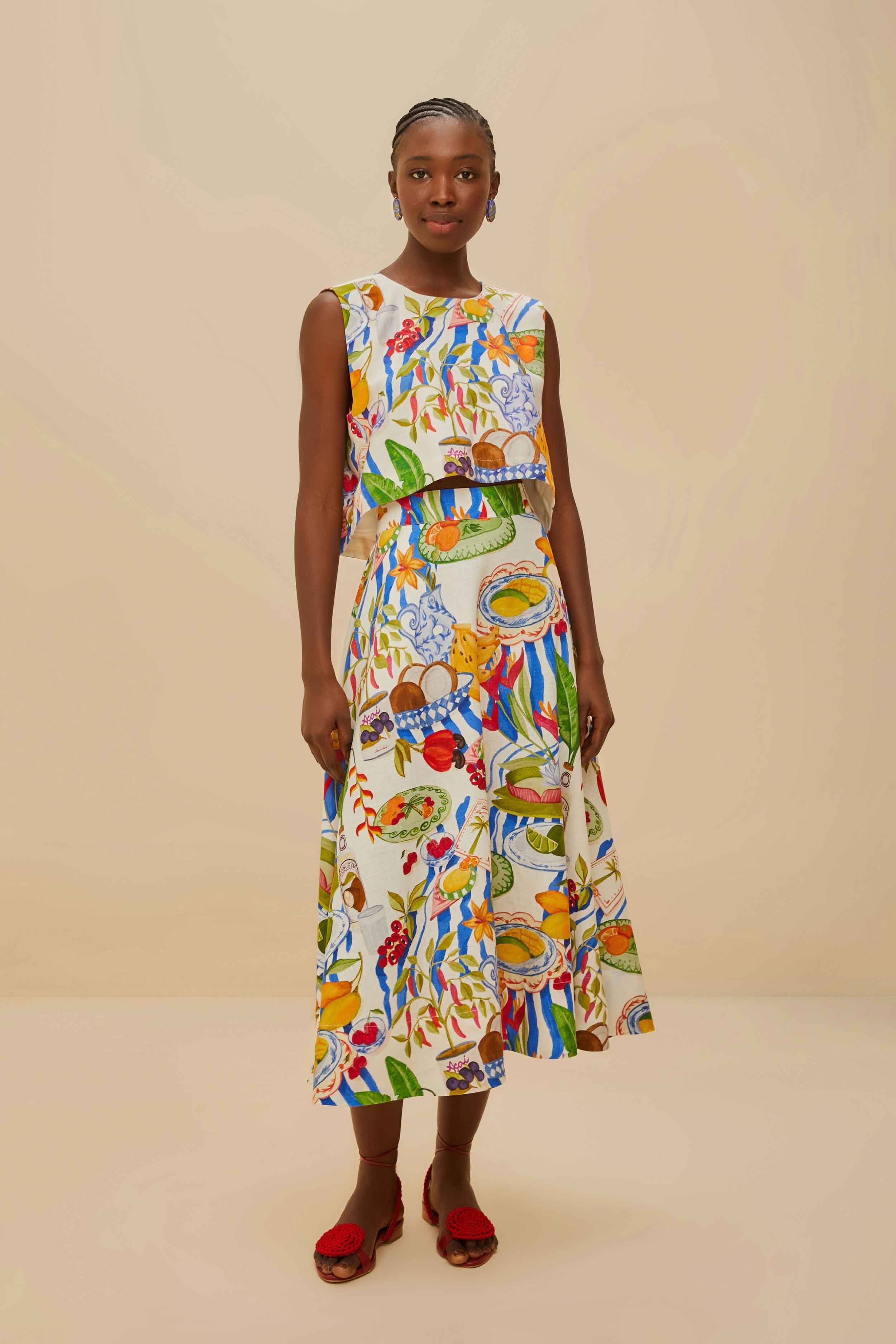Off-White Fresh Table LENZING™ ECOVERO™ Euroflax™ Midi Skirt