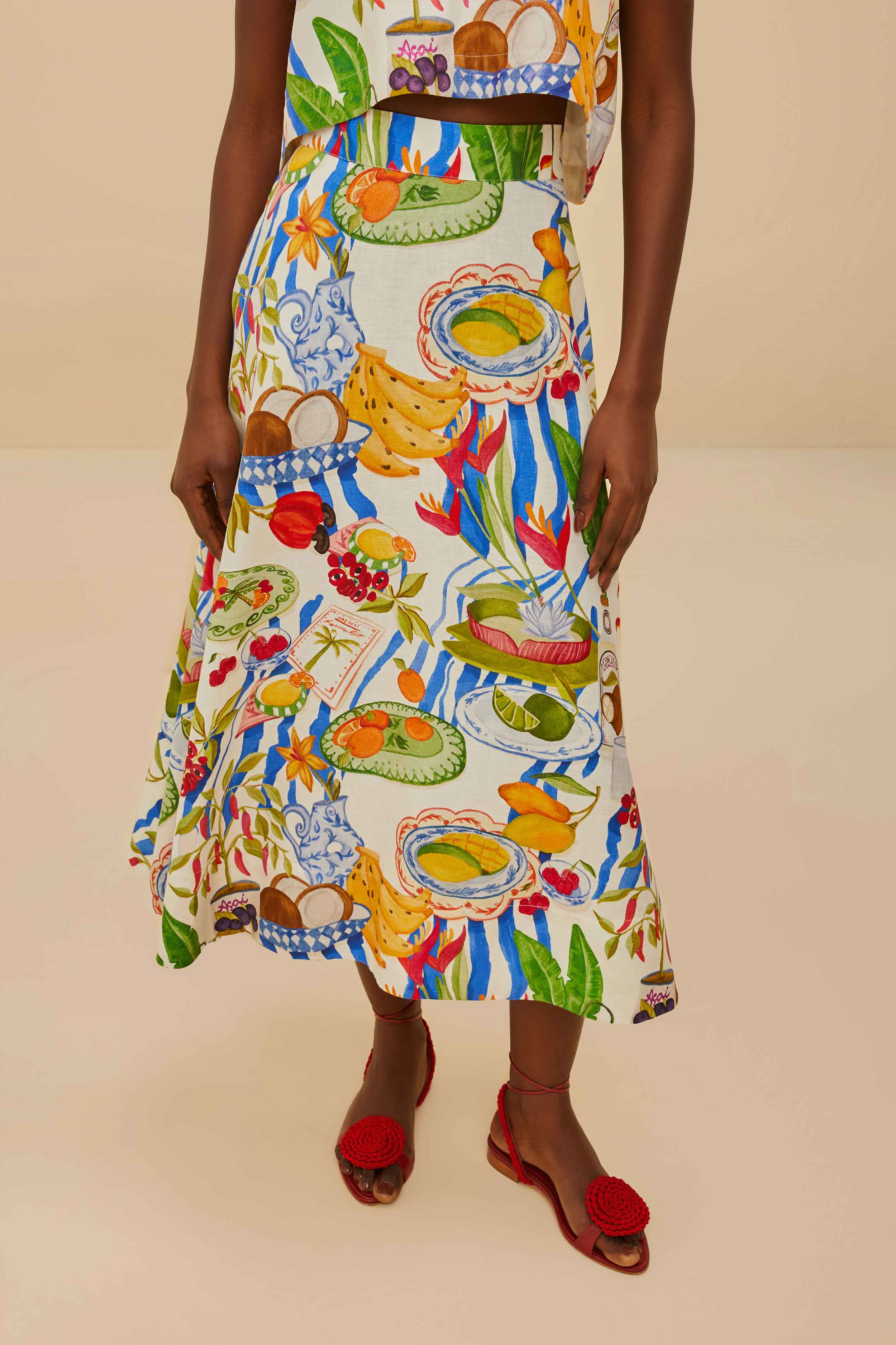 Off-White Fresh Table LENZING™ ECOVERO™ Euroflax™ Midi Skirt - Image 2