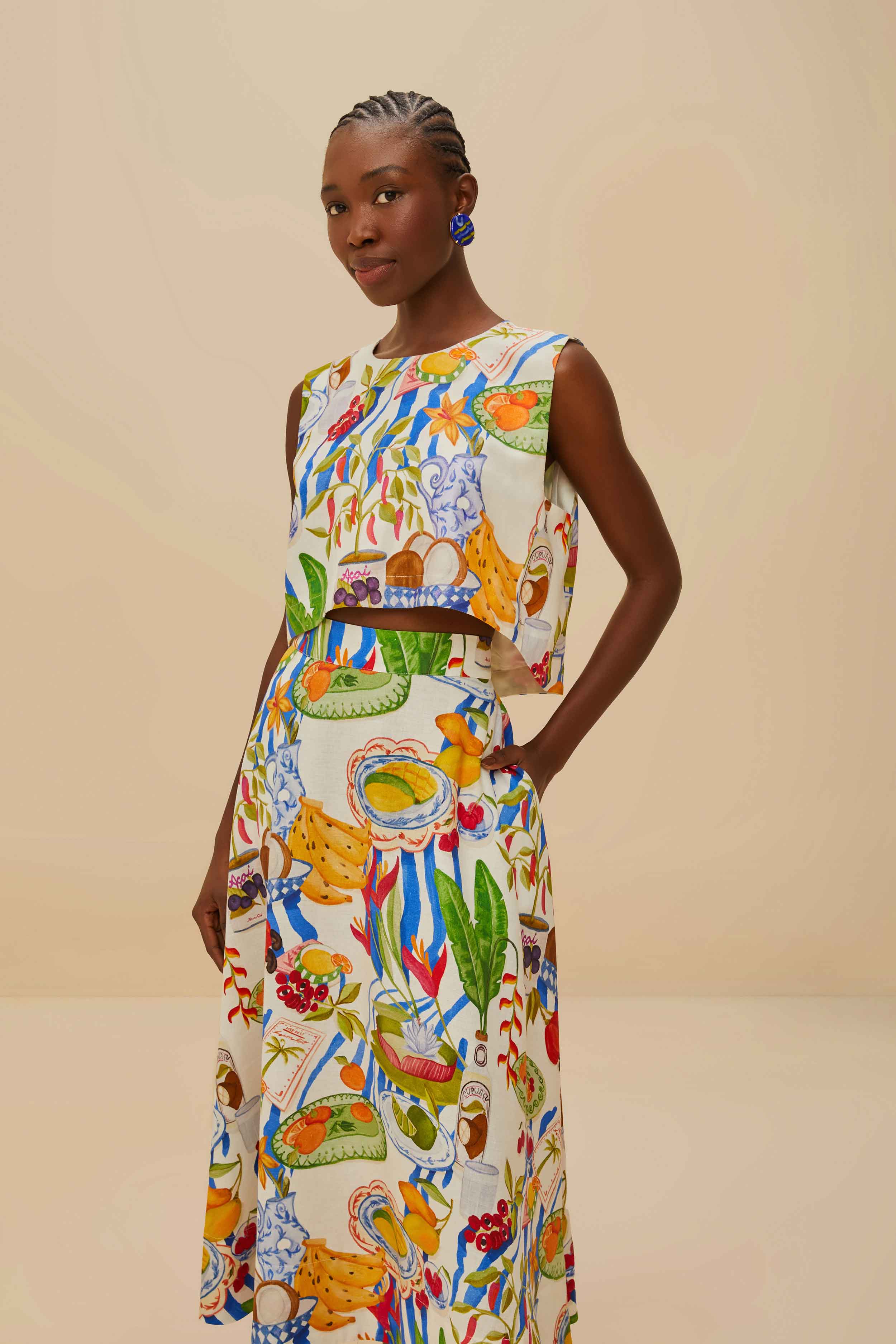Off-White Fresh Table LENZING™ ECOVERO™ Euroflax™ Midi Skirt - Image 3