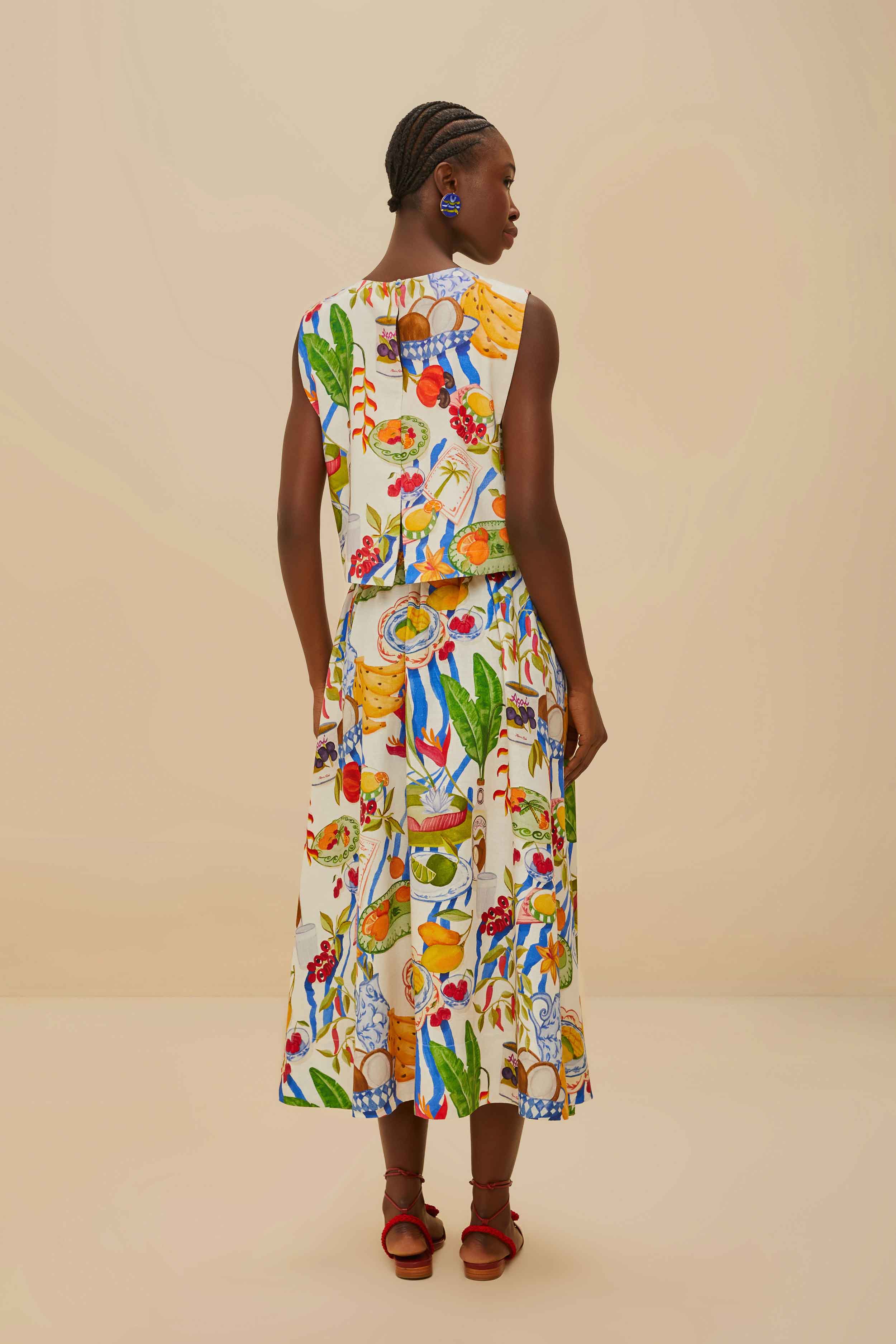 Off-White Fresh Table LENZING™ ECOVERO™ Euroflax™ Midi Skirt - Image 4