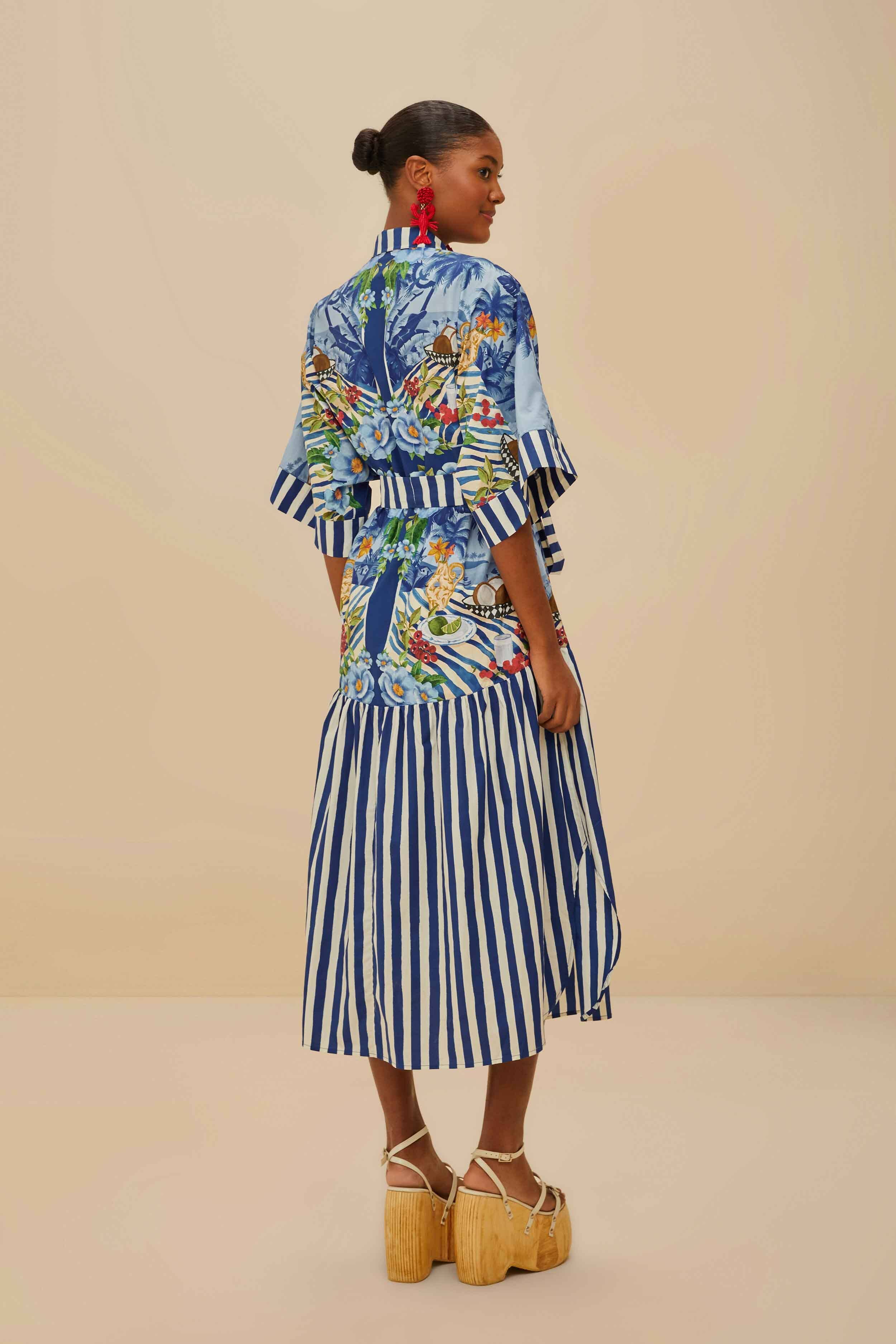 Blue Fresh Table Scarf Organic Cotton Midi Dress - Image 5