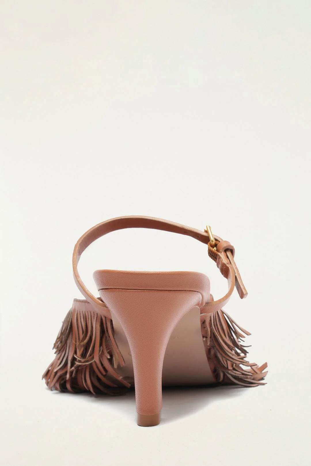 Brown Fringe Heeled Sandal - Image 4