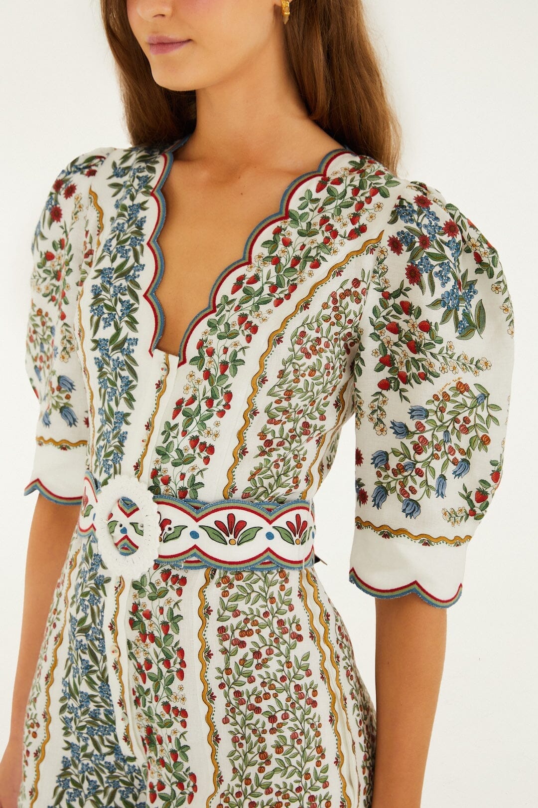 Off-White Fruit Beauty Euroflax Premium Linen Mini Cut Out Romper - Image 2