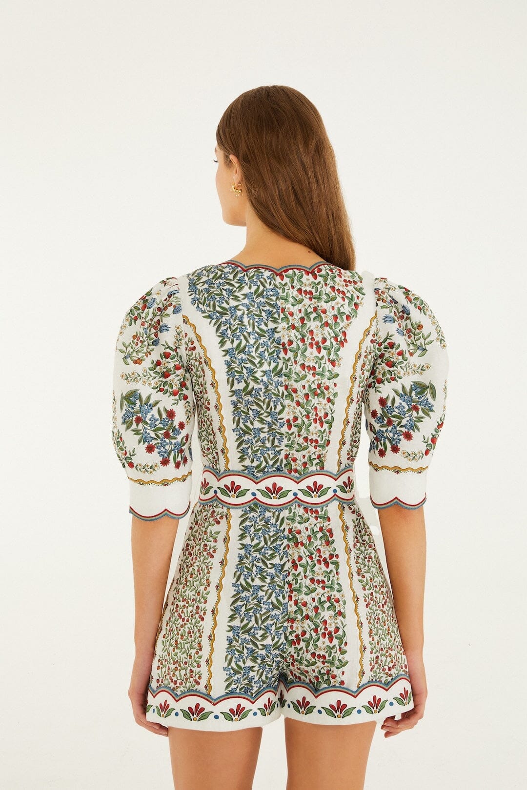 Off-White Fruit Beauty Euroflax Premium Linen Mini Cut Out Romper - Image 3