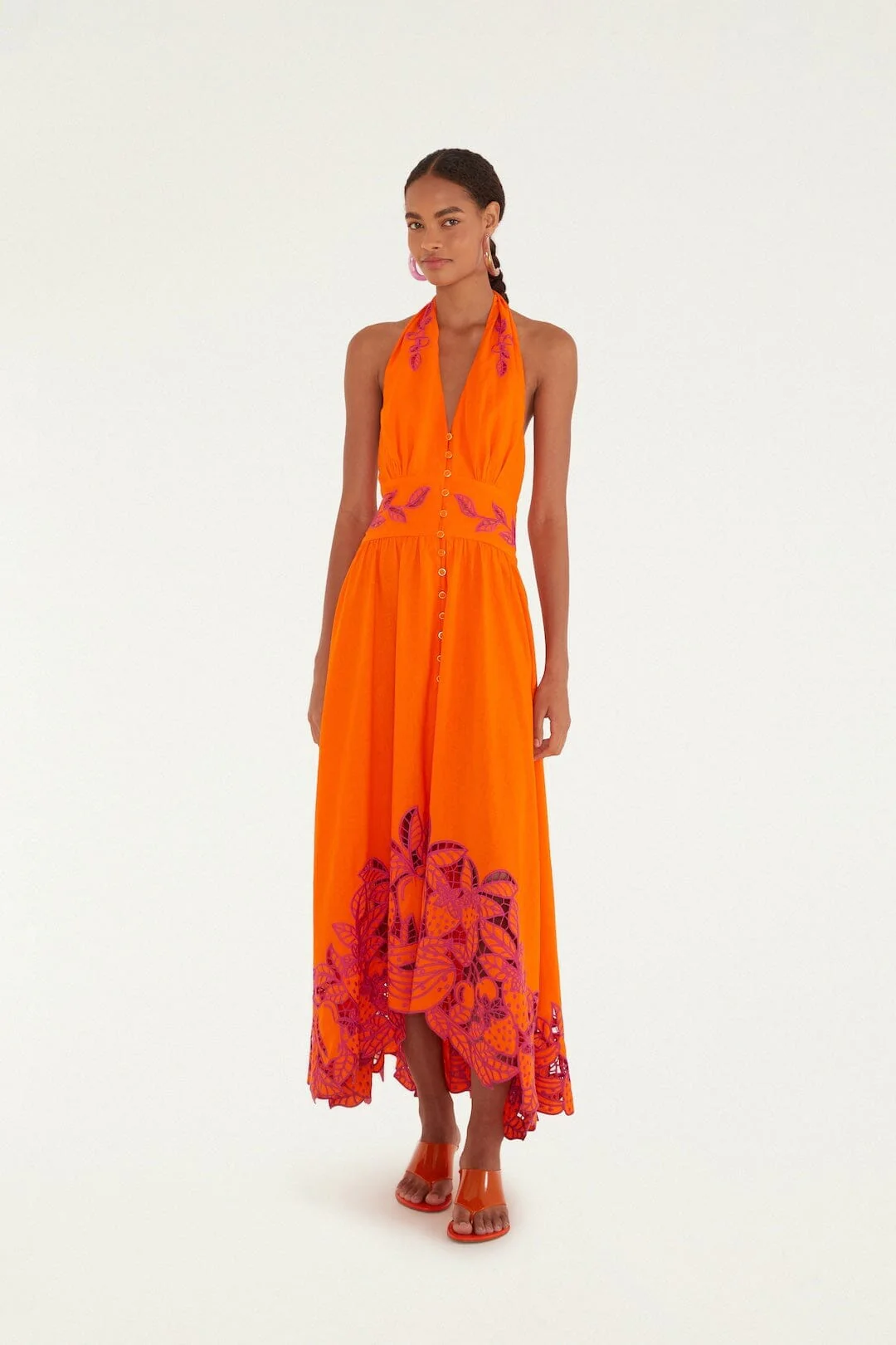 Orangee Fruit Richelieu Artisanal Lenzing Ecovero Euroflax Maxi Dress