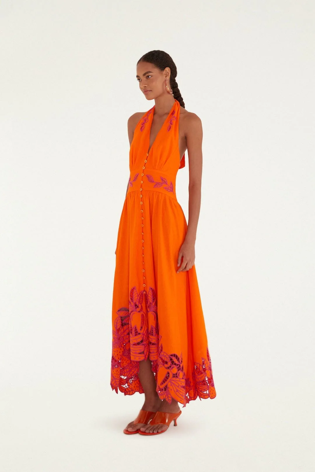 Orangee Fruit Richelieu Artisanal Lenzing Ecovero Euroflax Maxi Dress - Image 4