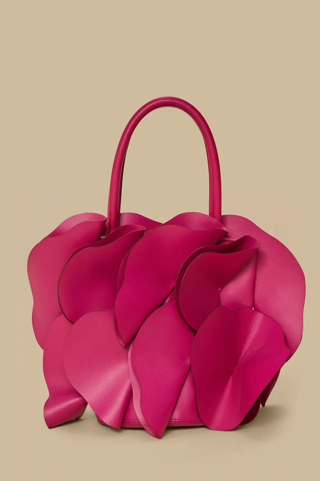 Fuchsia Leather Flower Bag
