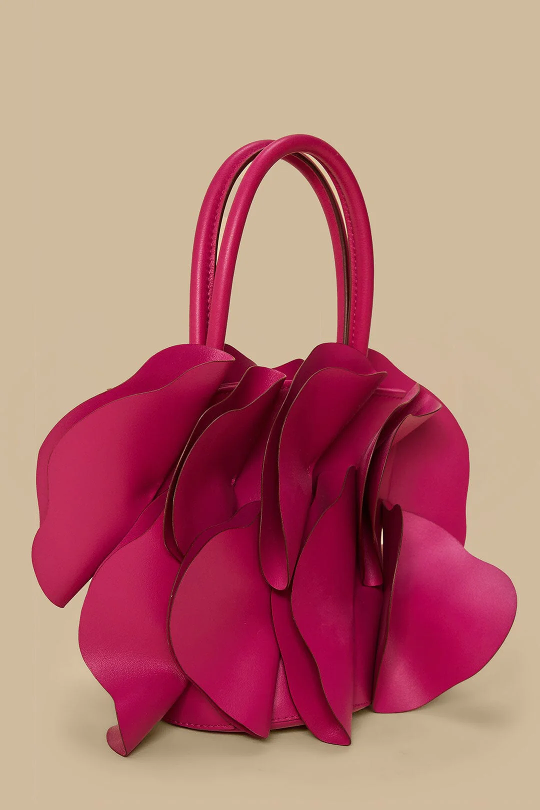 Fuchsia Leather Flower Bag - Image 2