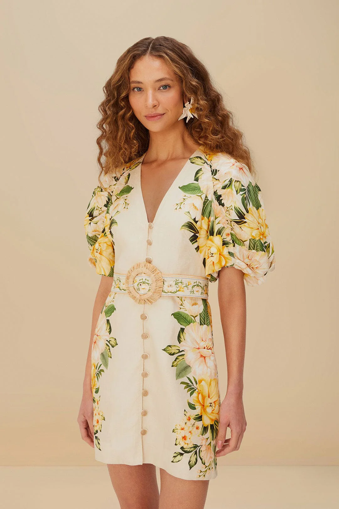 Sand Garden Cascade Euroflax™ Premium Linen Mini Dress